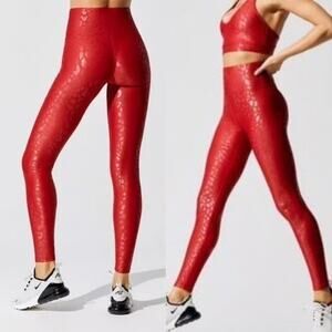 Carbon38 Red High Rise Leopard Takara Shine 7/8 Leggings Size XS